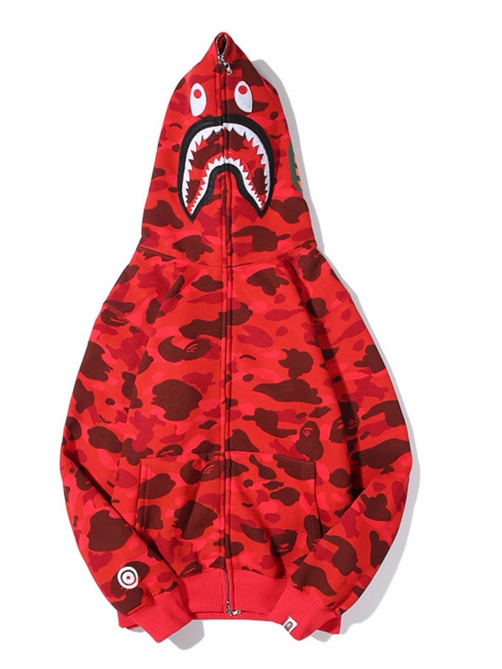 BAPE Red Shark Camo Zip-Up Hoodie 3XL